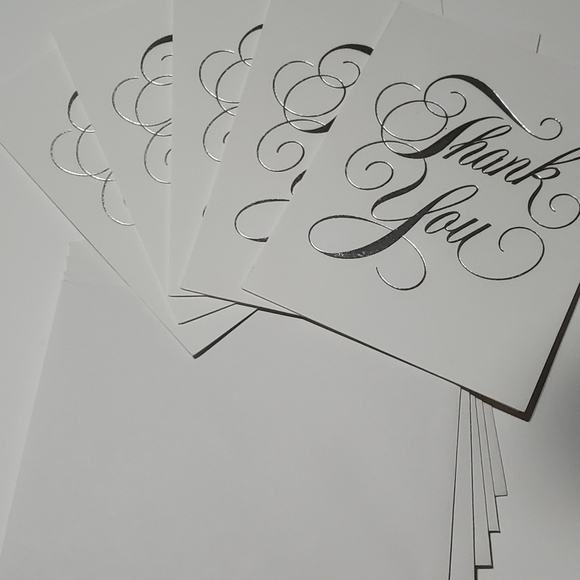 3/$15 Hallmark Silver Foil Thank You Notes & Envelopes - Picture 2 of 6